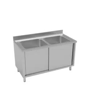 سینک دو لگنه کابینت دار استیل